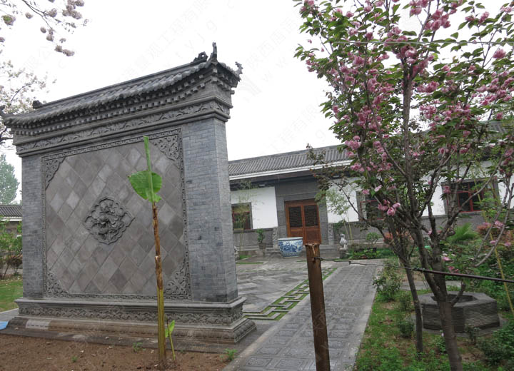 唐语砖雕影壁墙壁顶