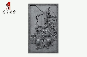 唐语砖雕 影壁照壁长方形挂件配饰 高浮雕关公砖雕|TY-SC1200-1