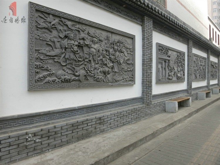 【唐语砖雕】实景案例-街景文化墙